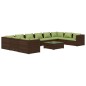 vidaXL Set muebles de jardín 11 pzas y cojines ratán sintético marrón vidaXL Set muebles de jardín 11 pzas y cojines ratán sintético marrón