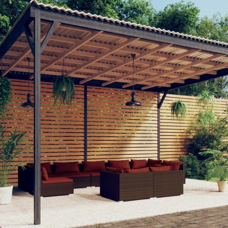 vidaXL Set muebles de jardín 9 piezas y cojines ratán sintético marrón