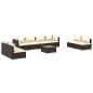 vidaXL Set muebles de jardín 9 pzas y cojines ratán sintético marrón