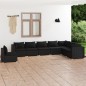 vidaXL Set de muebles de jardín 8 pzas y cojines ratán sintético negro vidaXL Set de muebles de jardín 8 pzas y cojines ratán sintético negro
