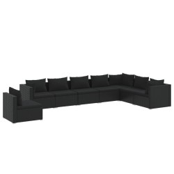 vidaXL Set de muebles de jardín 8 pzas y cojines ratán sintético negro