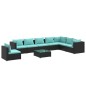 vidaXL Set de muebles de jardín 9 pzas y cojines ratán sintético negro