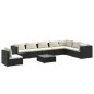vidaXL Set muebles de jardín 9 pzas y cojines ratán sintético negro vidaXL Set muebles de jardín 9 pzas y cojines ratán sintético negro