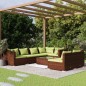 vidaXL Set sofás de jardín 8 piezas y cojines ratán sintético marrón vidaXL Set sofás de jardín 8 piezas y cojines ratán sintético marrón