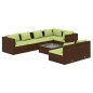 vidaXL Set sofás de jardín 8 piezas y cojines ratán sintético marrón vidaXL Set sofás de jardín 8 piezas y cojines ratán sintético marrón