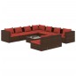 vidaXL Set muebles de jardín 10 pzas y cojines ratán sintético marrón vidaXL Set muebles de jardín 10 pzas y cojines ratán sintético marrón