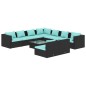 vidaXL Set de muebles de jardín 10 pzas cojines ratán sintético negro vidaXL Set de muebles de jardín 10 pzas cojines ratán sintético negro