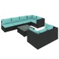 vidaXL Set de muebles de jardín 8 pzas y cojines ratán sintético negro