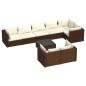 vidaXL Set muebles de jardín 9 piezas y cojines ratán sintético marrón vidaXL Set muebles de jardín 9 piezas y cojines ratán sintético marrón
