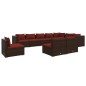vidaXL Set muebles de jardín 10 pzas y cojines ratán sintético marrón vidaXL Set muebles de jardín 10 pzas y cojines ratán sintético marrón
