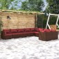 vidaXL Set muebles de jardín 9 piezas y cojines ratán sintético marrón vidaXL Set muebles de jardín 9 piezas y cojines ratán sintético marrón