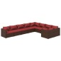 vidaXL Set muebles de jardín 9 piezas y cojines ratán sintético marrón vidaXL Set muebles de jardín 9 piezas y cojines ratán sintético marrón