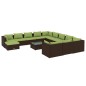 vidaXL Set muebles de jardín 13 pzas y cojines ratán sintético marrón vidaXL Set muebles de jardín 13 pzas y cojines ratán sintético marrón