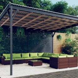 vidaXL Set muebles de jardín 11 pzas y cojines ratán sintético marrón