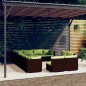 vidaXL Set de muebles de jardín 12 pzas cojines ratán sintético marrón
