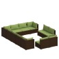 vidaXL Set de muebles de jardín 12 pzas cojines ratán sintético marrón