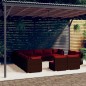vidaXL Set de muebles de jardín 13 pzas cojines ratán sintético marrón
