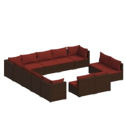 vidaXL Set de muebles de jardín 13 pzas cojines ratán sintético marrón