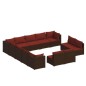 vidaXL Set de muebles de jardín 13 pzas cojines ratán sintético marrón