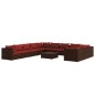 vidaXL Set muebles de jardín 12 pzas y cojines ratán sintético marrón