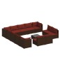vidaXL Set muebles de jardín 14 pzas y cojines ratán sintético marrón vidaXL Set muebles de jardín 14 pzas y cojines ratán sintético marrón