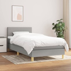 vidaXL Cama box spring con colchón tela gris claro 80x200 cm