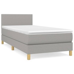vidaXL Cama box spring con colchón tela gris claro 80x200 cm