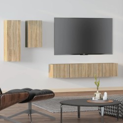 vidaXL Set de muebles para TV 4 pzas madera contrachapada roble Sonoma