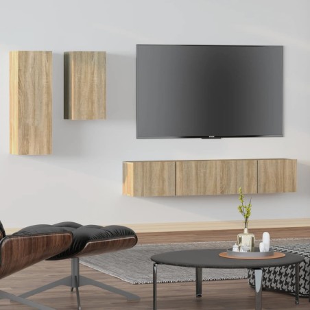 vidaXL Set de muebles para TV 4 pzas madera contrachapada roble Sonoma