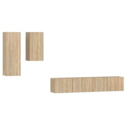 vidaXL Set de muebles para TV 4 pzas madera contrachapada roble Sonoma