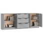 vidaXL Aparador de 3 piezas madera contrachapada gris Sonoma vidaXL Aparador de 3 piezas madera contrachapada gris Sonoma