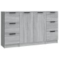 vidaXL Aparadores 3 piezas madera contrachapada gris Sonoma