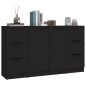 vidaXL Aparadores 3 piezas madera contrachapada negro vidaXL Aparadores 3 piezas madera contrachapada negro