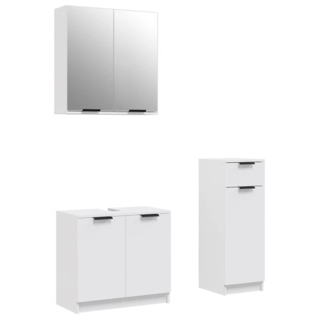 vidaXL Set de muebles de baño 3 piezas madera contrachapada blanco