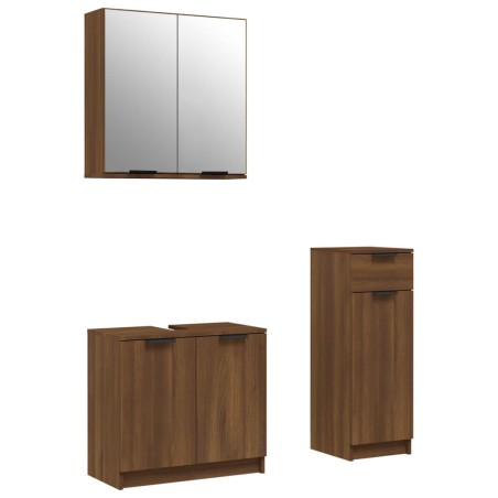 vidaXL Set de muebles de baño 3 pzas madera contrachapada roble marrón