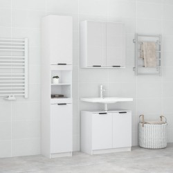 vidaXL Set de muebles baño 3 pzas madera contrachapada blanco brillo