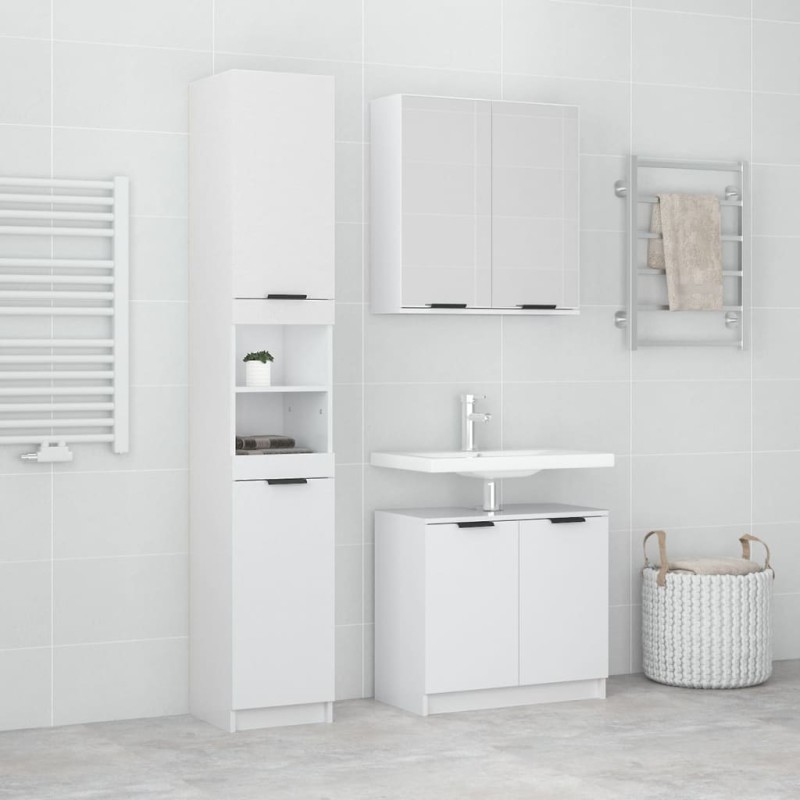 vidaXL Set de muebles baño 3 pzas madera contrachapada blanco brillo