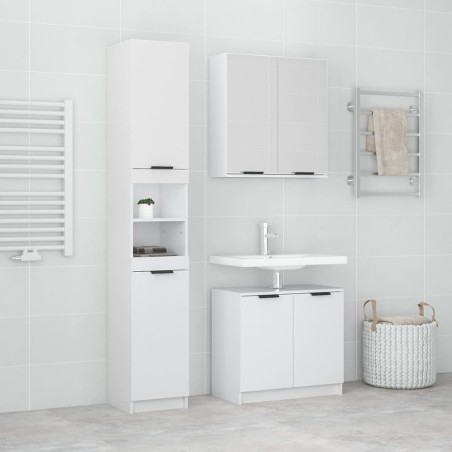 vidaXL Set de muebles baño 3 pzas madera contrachapada blanco brillo