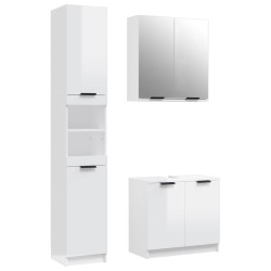 vidaXL Set de muebles baño 3 pzas madera contrachapada blanco brillo