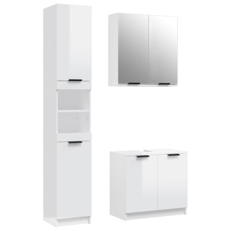 vidaXL Set de muebles baño 3 pzas madera contrachapada blanco brillo