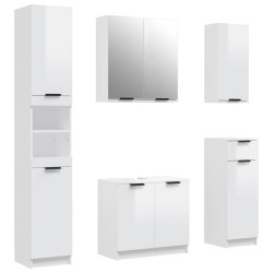 vidaXL Set muebles de baño 5 piezas madera contrachapada blanco brillo