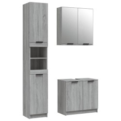 vidaXL Set de muebles de baño 3 pzas madera contrachapada gris sonoma