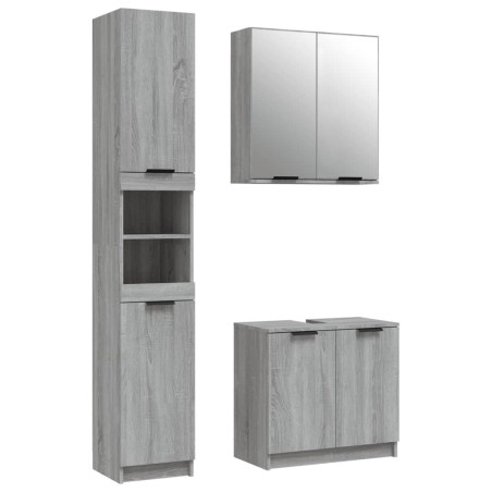 vidaXL Set de muebles de baño 3 pzas madera contrachapada gris sonoma