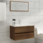 vidaXL Mueble de baño con lavabo madera contrachapada marrón roble vidaXL Mueble de baño con lavabo madera contrachapada marrón roble