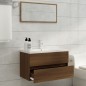 vidaXL Mueble de baño con lavabo madera contrachapada marrón roble vidaXL Mueble de baño con lavabo madera contrachapada marrón roble