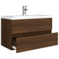 vidaXL Mueble de baño con lavabo madera contrachapada marrón roble vidaXL Mueble de baño con lavabo madera contrachapada marrón roble