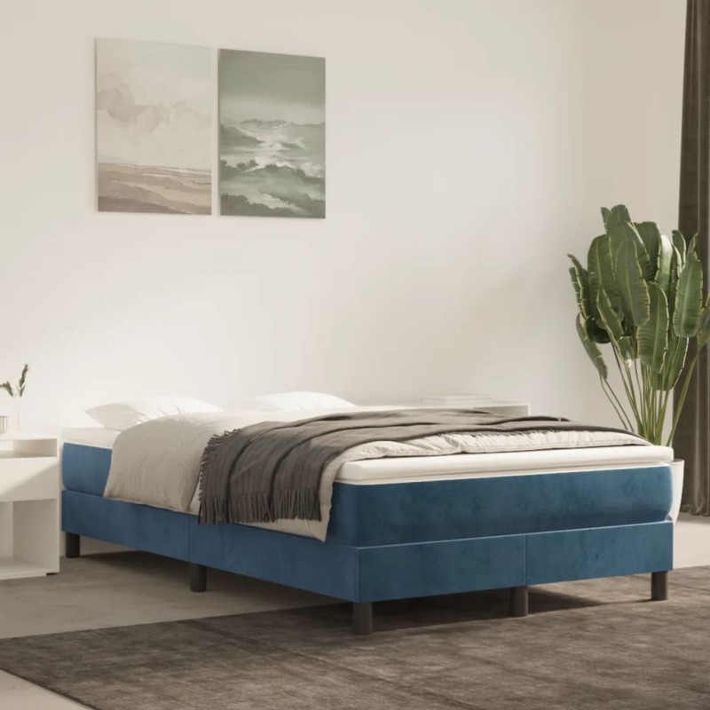 vidaXL Estructura de cama box spring terciopelo azul oscuro 120x200 cm