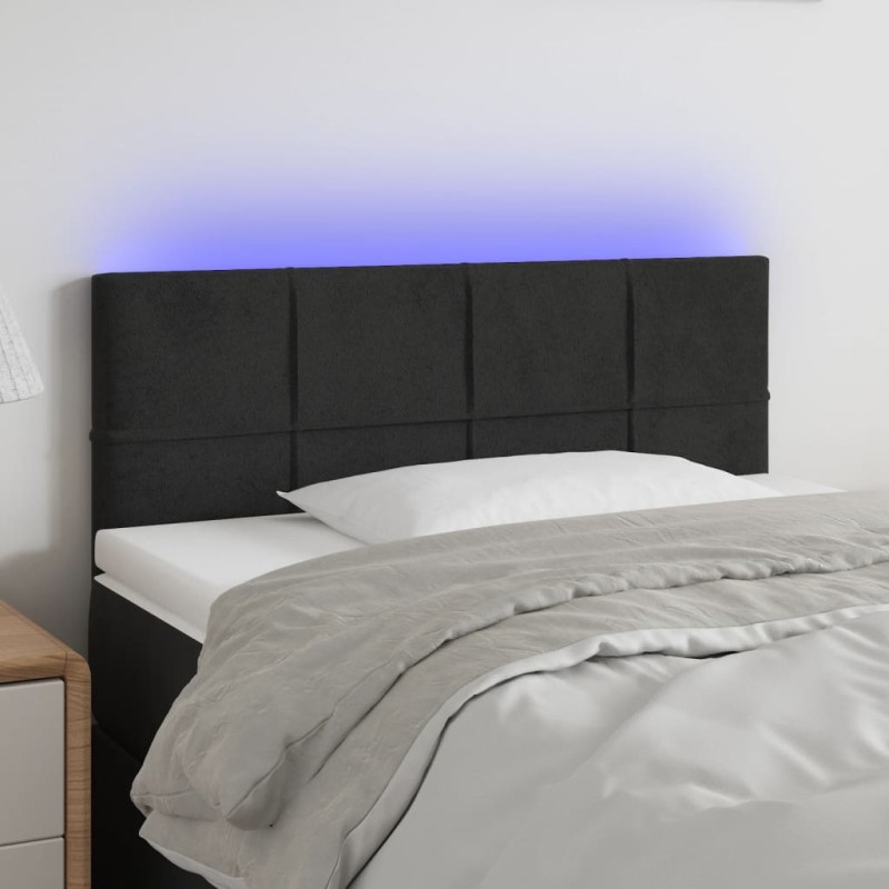 vidaXL Cabecero con LED de terciopelo negro 90x5x78/88 cm vidaXL Cabecero con LED de terciopelo negro 90x5x78/88 cm