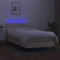 vidaXL Cama box spring colchón y luces LED tela color crema 90x190 cm vidaXL Cama box spring colchón y luces LED tela color crema 90x190 cm