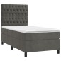 vidaXL Cama box spring colchón y LED terciopelo gris oscuro 90x200 cm vidaXL Cama box spring colchón y LED terciopelo gris oscuro 90x200 cm